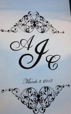 black and white personalized hand painted aisle runner