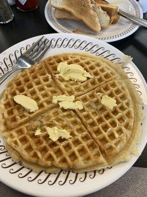 The waffle, I couldn't get the butter to spread, to hard.