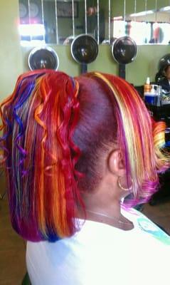 Rainbow ponytail