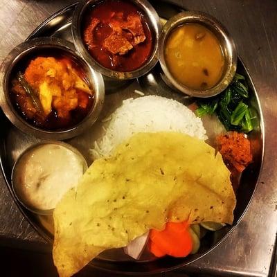 TYPICAL NEPALI THAALI.....KHASI KO MASU