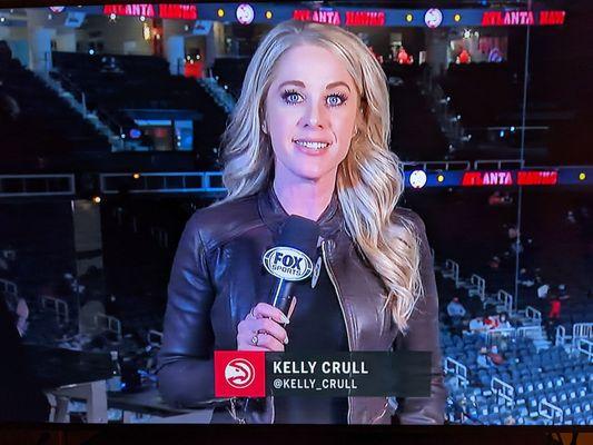 Kelly Crull on the Fox Sports Southeast broadcast. Jazz at Hawks. 2/4/2021.