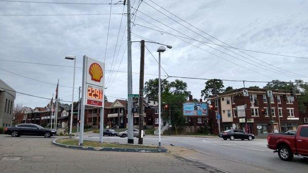 Corner of Mitchell & Vine with store sign #shell #stbernard @yelpcincy