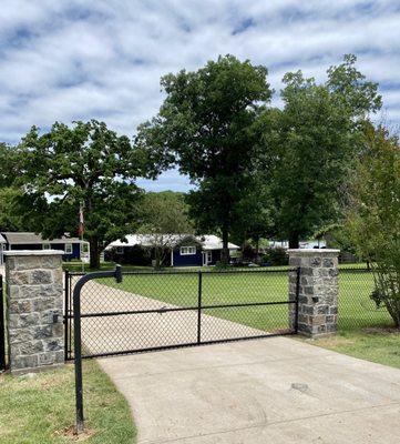 Solar powered gate. Brian worked so well with the mason who did the stonework, coordinating their schedules for the install.