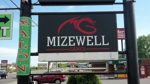 Drivers looking for Mizewell games should be able to easily spot their sign.