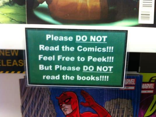 Very strict rules - they will interrupt you of you look at a comic for too long.