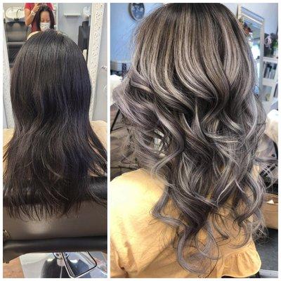 #Sliverbalayage Before and After look..