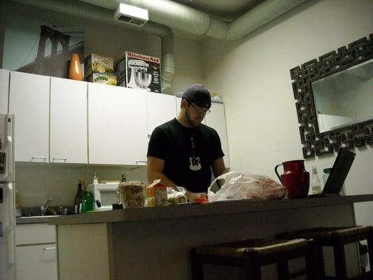 The kitchen at my studio apt. at the Byron Lofts.