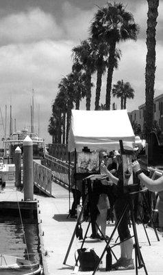 Painting on the water at the Pacific Mariners Yacht Club in Marina del Rey