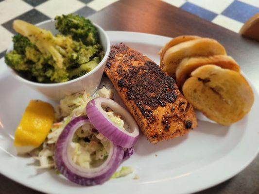 Grilled Salmon Platter with Broccoli