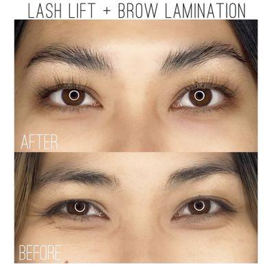 Lash Lift + Brow Lamination Before & After