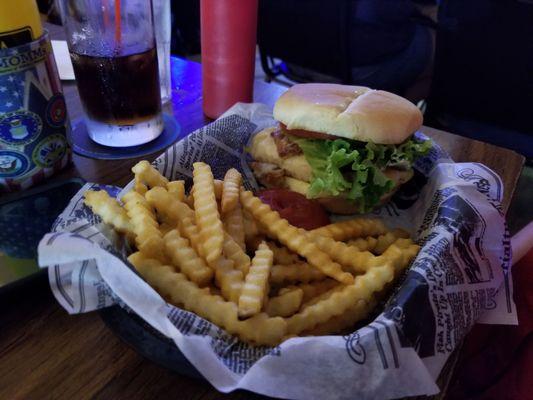 Chicken sandwich and fries