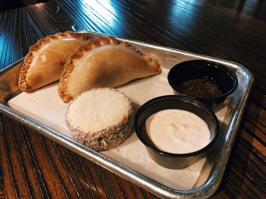 Chorizo and beef empanadas with an alfajor