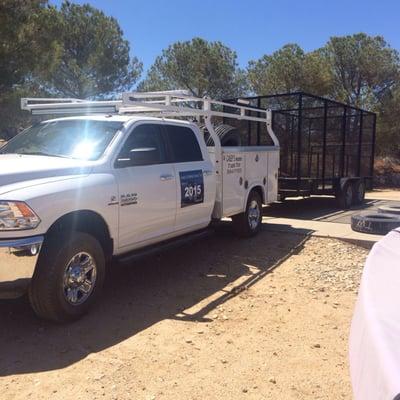 Service truck and junk tire trailer