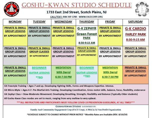 Our current schedule