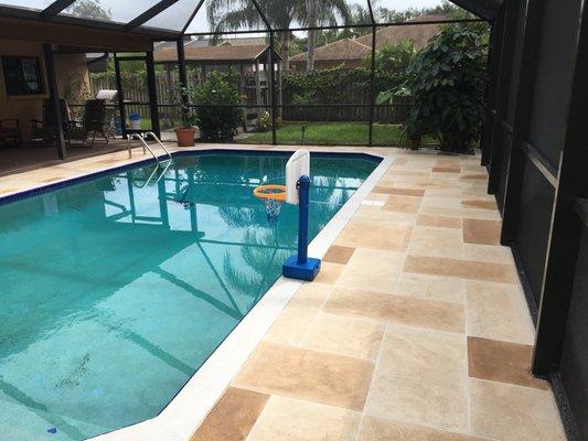 Customer pattern decorative concrete pool deck.