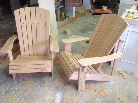 Very comfy Adirondack chairs in southern yellow pine