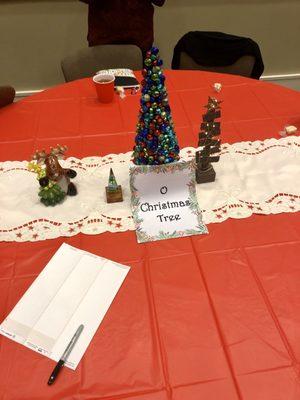 Tables were decorated by different groups that meet at the SPANISH Fort Community Center.