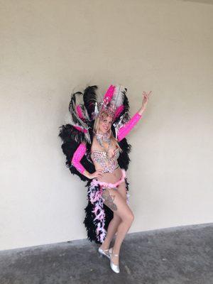 Ada dancing samba in the Monterey 4th of July Parade.