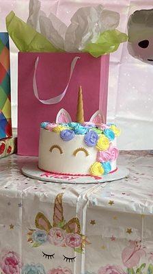 Unicorn cake with colorful hair