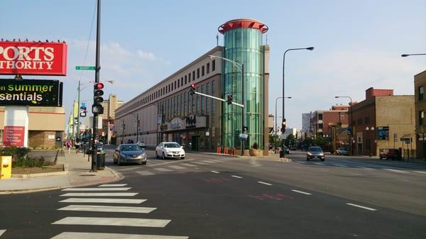 Corner of Clark and Halsted. FREE PARKING!!! Only if your shopping at their stores.