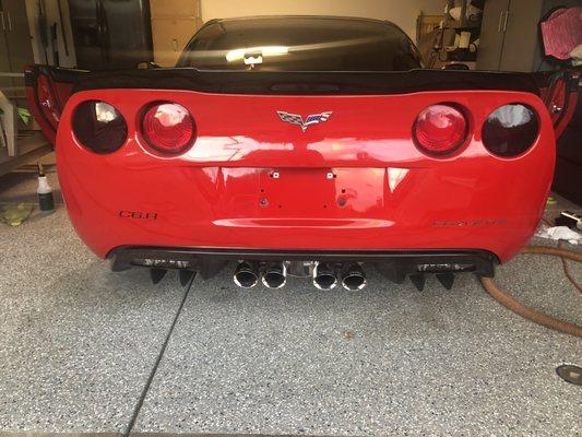 Polished exhaust clay bar and wax up by hand.