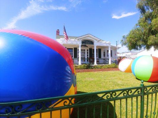 Giant summer beach ball fun on the lawn at Dr. Byers'