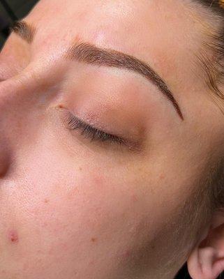 Combo Brow with Microbladed hair strokes in the front and Machine Shading on tail ends