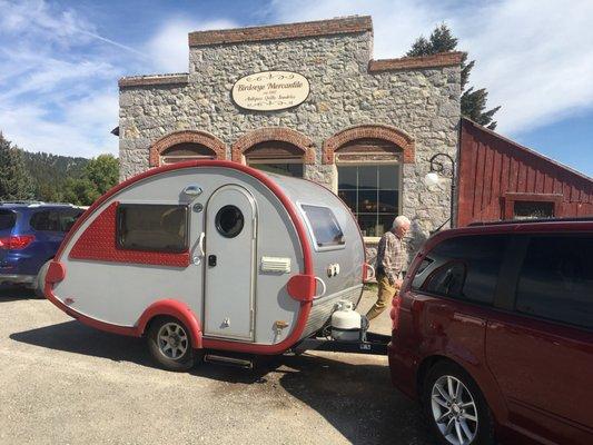 Exterior (behind their customer's camper). Great restoration of the building