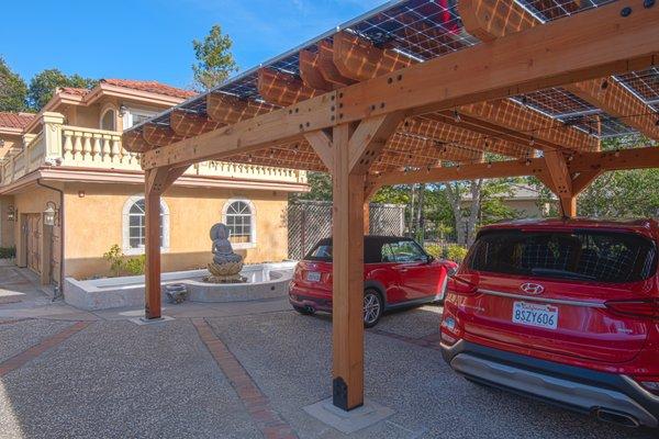 Solar carport installation in Saratoga, CA