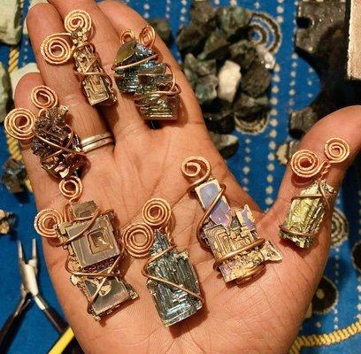 Bismuth Crystal, Bismuth, Gemstones, Copper Jewelry, Hand Crafted Jewlery, Pendandt, Healing Crystals