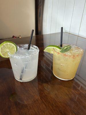 Margaritas ( spicy on left) amazing