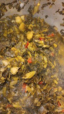 Turnip Greens with roasted red peppers