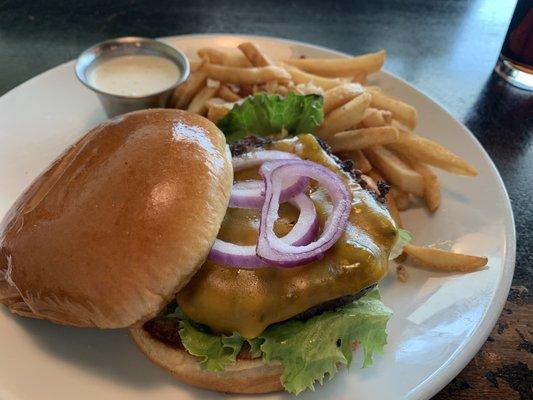 Burger and garlic fries, May 2023. Really good!