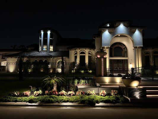 Grand entrance with color changing lights.