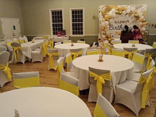 Linens available in white and yellow to add to rentals