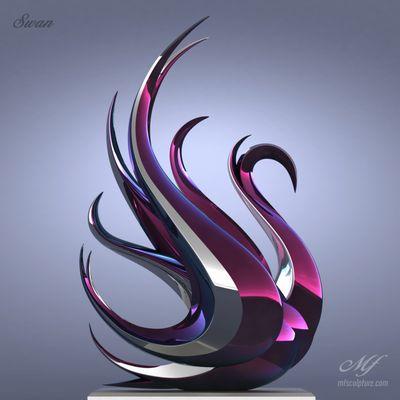 Swan - Modern Stainless Steel Sculpture by Mike Fields