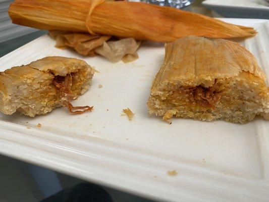 Really where is the meat and sauce is like none very dry pork tamale.