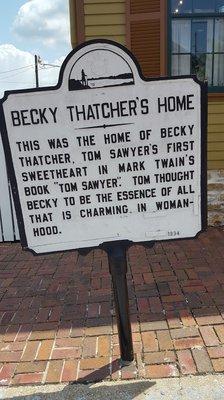 Becky Thatcher's Home Historic Sign