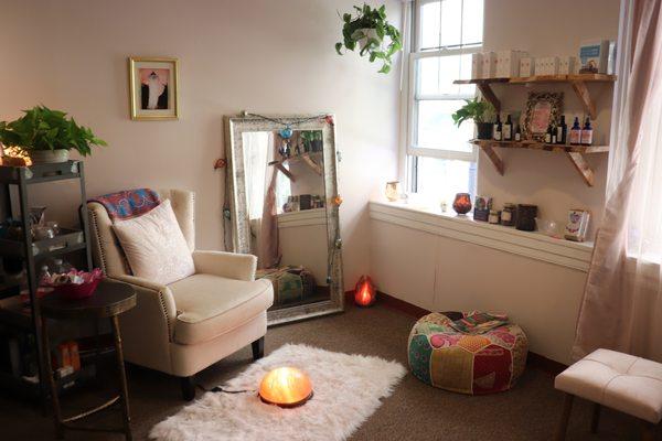 Relax with your feet on a heated salt lamp