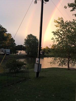 Double rainbow over the duck pond!!