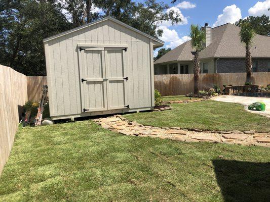 walk ways we built before laying the Zoysia Sod