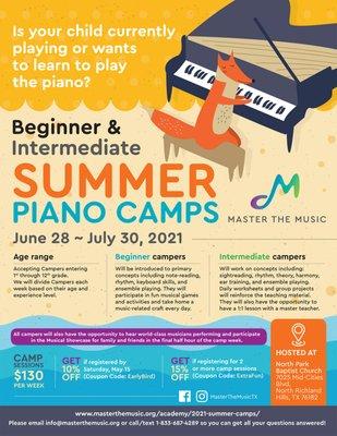 2021 Beginner & Intermediate Summer Piano Camp