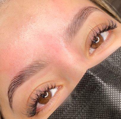 Brow lamination, tint & threading