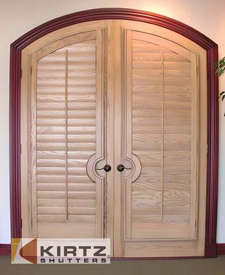 Shutter door with cut out and movable louvers for privacy and light control. Can be matched to your current interior decor.