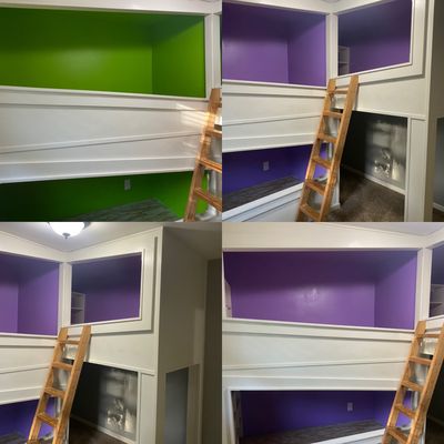 How amazing are these updated bunk beds. From green to purple they are now suited for the princess who sleeps in them.