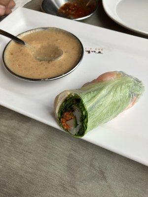 Spring Roll with peanut sauce.