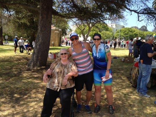 Dave with Jennifer & her mom after she completed a 7-day 545 mile bike ride down the coast of California for ALC fundraiser.