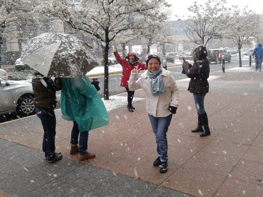 Friends on the 21 Point City Tour ...and a little seasonal snow to cap it off.