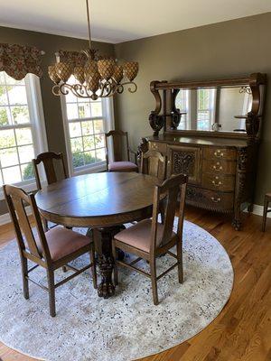 A beautiful dining set that we restored to it's original beauty.