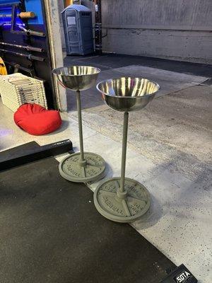 Custom made chalk bowls on wheels